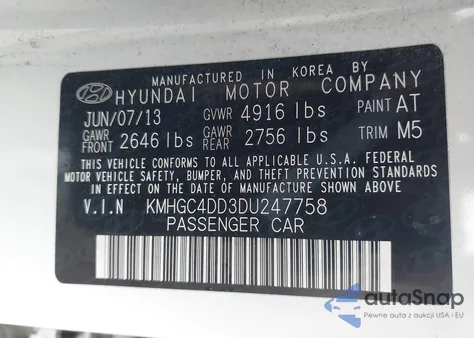 2013 Hyundai Genesis 3.8 z USA, uszkodzony, nr VIN KMHGC4DD3DU247758